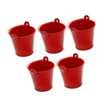 Maxbell 5x Galvanized Metal Buckets Container Rustic Party Favors Sturdy Ice Buckets Red