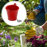 Maxbell 5x Galvanized Metal Buckets Container Rustic Party Favors Sturdy Ice Buckets Red
