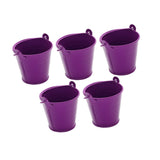Maxbell 5x Galvanized Metal Buckets Container Rustic Party Favors Sturdy Ice Buckets Purple