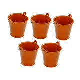 Maxbell 5x Galvanized Metal Buckets Container Rustic Party Favors Sturdy Ice Buckets Orange