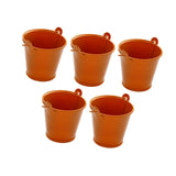 Maxbell 5x Galvanized Metal Buckets Container Rustic Party Favors Sturdy Ice Buckets Orange