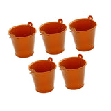 Maxbell 5x Galvanized Metal Buckets Container Rustic Party Favors Sturdy Ice Buckets Orange