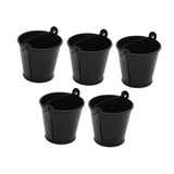 Maxbell 5x Galvanized Metal Buckets Container Rustic Party Favors Sturdy Ice Buckets Black