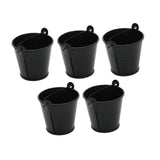 Maxbell 5x Galvanized Metal Buckets Container Rustic Party Favors Sturdy Ice Buckets Black