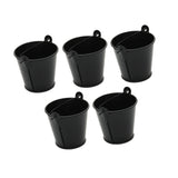 Maxbell 5x Galvanized Metal Buckets Container Rustic Party Favors Sturdy Ice Buckets Black