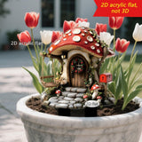 Maxbell Yard Garden Stake Acrylic Mushroom House Yard Sign for Flower Bed Lawn Patio