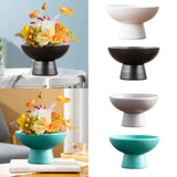 Maxbell Round Ceramic Flowerpot Floral Accessory for Indoor Outdoor TV Cabinet Patio White