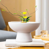 Maxbell Round Ceramic Flowerpot Floral Accessory for Indoor Outdoor TV Cabinet Patio White