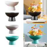 Maxbell Round Ceramic Flowerpot Floral Accessory for Indoor Outdoor TV Cabinet Patio White