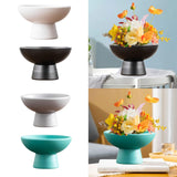 Maxbell Round Ceramic Flowerpot Floral Accessory for Indoor Outdoor TV Cabinet Patio White