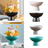 Maxbell Round Ceramic Flowerpot Floral Accessory for Indoor Outdoor TV Cabinet Patio White
