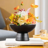 Maxbell Round Ceramic Flowerpot Floral Accessory for Indoor Outdoor TV Cabinet Patio Black