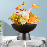 Maxbell Round Ceramic Flowerpot Floral Accessory for Indoor Outdoor TV Cabinet Patio Black