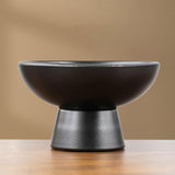 Maxbell Round Ceramic Flowerpot Floral Accessory for Indoor Outdoor TV Cabinet Patio Black