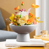 Maxbell Round Ceramic Flowerpot Floral Accessory for Indoor Outdoor TV Cabinet Patio Gray