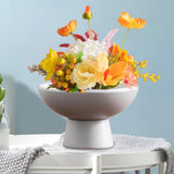 Maxbell Round Ceramic Flowerpot Floral Accessory for Indoor Outdoor TV Cabinet Patio Gray
