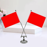 Maxbell Tabletop Flag Holder Metal Flag Stand for Office Meeting Ceremonial Settings Silver