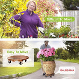 Maxbell Potted Plant Rolling Stand Plant Dolly Round 30x7.8cm for Patio Yard or Deck