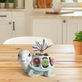 Maxbell Turtle Figurine Flower Pot Ceramic Decorative Planter for Office Garden Yard