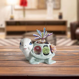 Maxbell Turtle Figurine Flower Pot Ceramic Decorative Planter for Office Garden Yard