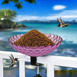 Maxbell Deck Mounted Bird Bath Decor Balcony Railing Birdbath for Yard Patio Outdoor Purple