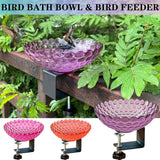 Maxbell Deck Mounted Bird Bath Decor Balcony Railing Birdbath for Yard Patio Outdoor Purple
