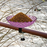 Maxbell Deck Mounted Bird Bath Decor Balcony Railing Birdbath for Yard Patio Outdoor Purple