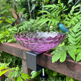 Maxbell Deck Mounted Bird Bath Decor Balcony Railing Birdbath for Yard Patio Outdoor Purple