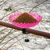 Maxbell Deck Mounted Bird Bath Decor Balcony Railing Birdbath for Yard Patio Outdoor Fuchsia