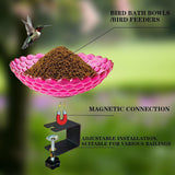 Maxbell Deck Mounted Bird Bath Decor Balcony Railing Birdbath for Yard Patio Outdoor Fuchsia