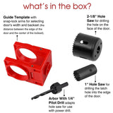 Maxbell Door Lock Installation Set Wear Resistant Utility Sturdy with Guide Template Red