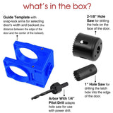 Maxbell Door Lock Installation Set Wear Resistant Utility Sturdy with Guide Template Blue