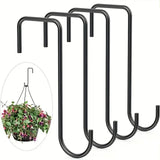 Maxbell 8 Pieces Fence Hooks Compact Patio Hooks for Garden Tools Wind Chimes Towels black 15cm