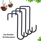 Maxbell 8 Pieces Fence Hooks Compact Patio Hooks for Garden Tools Wind Chimes Towels black 15cm