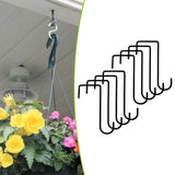 Maxbell 8 Pieces Fence Hooks Compact Patio Hooks for Garden Tools Wind Chimes Towels black 20cm