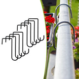 Maxbell 8 Pieces Fence Hooks Compact Patio Hooks for Garden Tools Wind Chimes Towels black 20cm