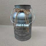 Maxbell Retro Iron Flower Bucket Farmhouse Flower Planter Metal Bucket for Balconies silvery