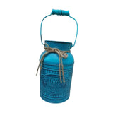 Maxbell Retro Iron Flower Bucket Farmhouse Flower Planter Metal Bucket for Balconies blue