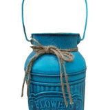 Maxbell Retro Iron Flower Bucket Farmhouse Flower Planter Metal Bucket for Balconies blue