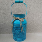 Maxbell Retro Iron Flower Bucket Farmhouse Flower Planter Metal Bucket for Balconies blue