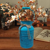 Maxbell Retro Iron Flower Bucket Farmhouse Flower Planter Metal Bucket for Balconies blue