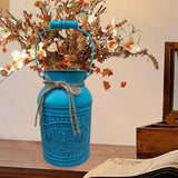 Maxbell Retro Iron Flower Bucket Farmhouse Flower Planter Metal Bucket for Balconies blue