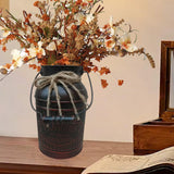 Maxbell Retro Iron Flower Bucket Farmhouse Flower Planter Metal Bucket for Balconies red