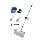 Maxbell Sand Rake Large Telescopic Handle Carbon Steel Convenient Sifting Pet Shovel silver