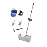 Maxbell Sand Rake Large Telescopic Handle Carbon Steel Convenient Sifting Pet Shovel silver