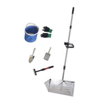 Maxbell Sand Rake Large Telescopic Handle Carbon Steel Convenient Sifting Pet Shovel silver