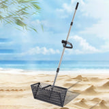 Maxbell Sand Rake Large Telescopic Handle Carbon Steel Convenient Sifting Pet Shovel silver
