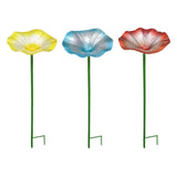 Maxbell Bird Bath Morning Glory Shape with Stand Feeding Bowl for Lawn Patio Outside yellow