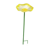 Maxbell Bird Bath Morning Glory Shape with Stand Feeding Bowl for Lawn Patio Outside yellow