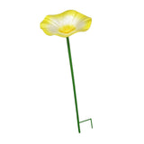 Maxbell Bird Bath Morning Glory Shape with Stand Feeding Bowl for Lawn Patio Outside yellow